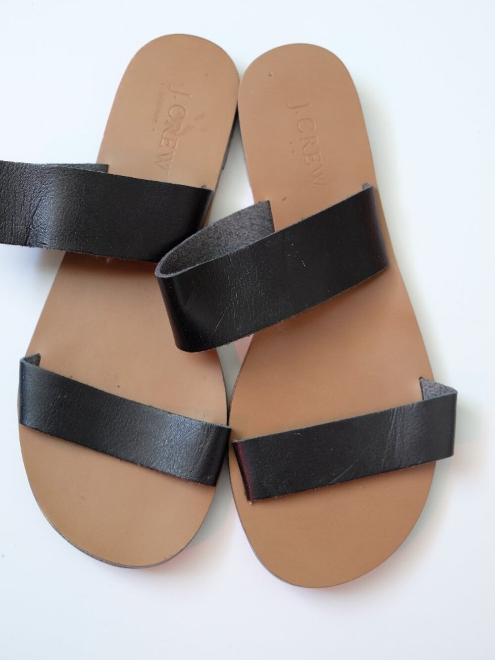 J CREW Factory Black Strappy Leather Sandals US 6